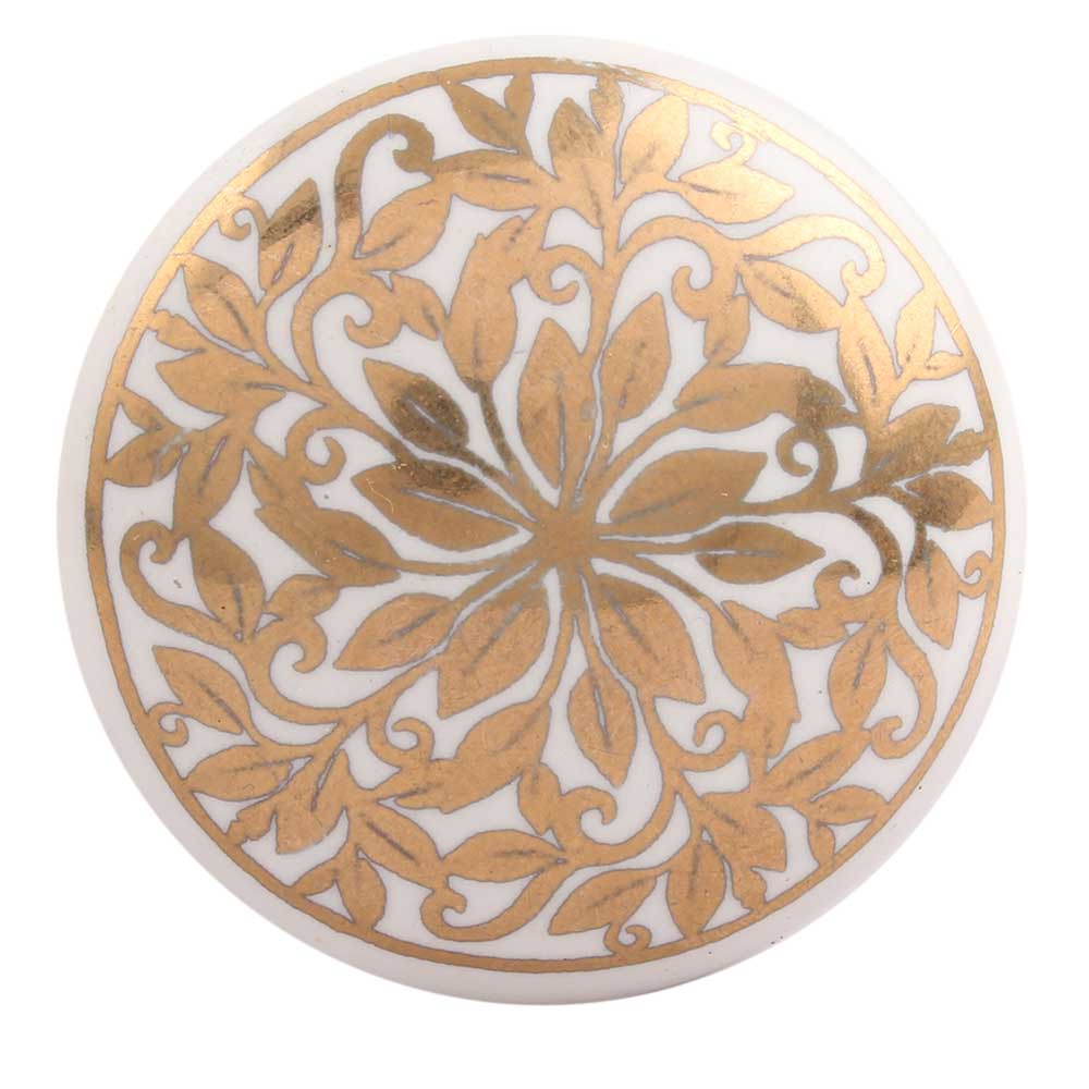 Golden Ornamental Flower Flat Ceramic Wine Stopper
